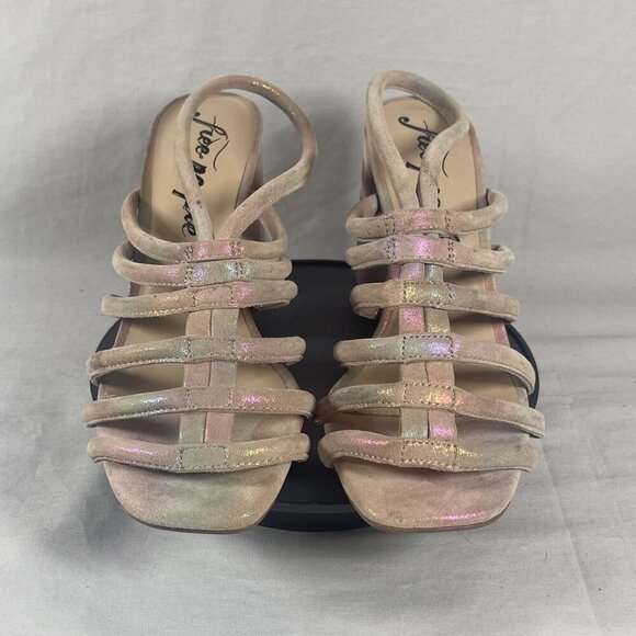 Free People Women's Multicolor Strappy Block Heel COLETTE Sandals Shoe Size 8.5‎ - Picture 2 of 9